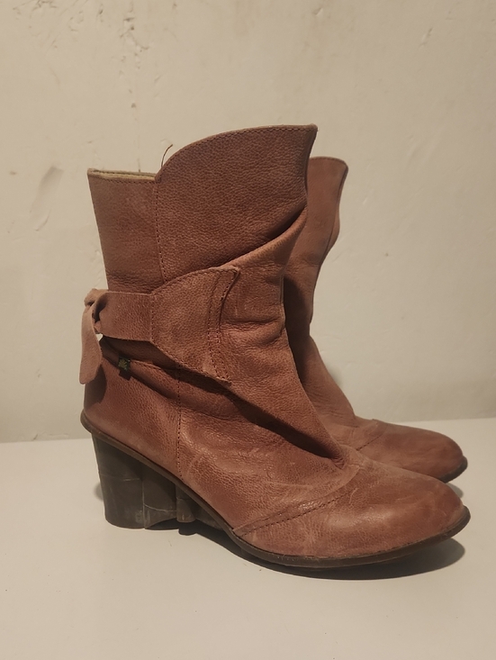 El Naturalista Shoes - El Naturalista Dusty Pink/Salmon Leather Mid-Calf Heeled Boot